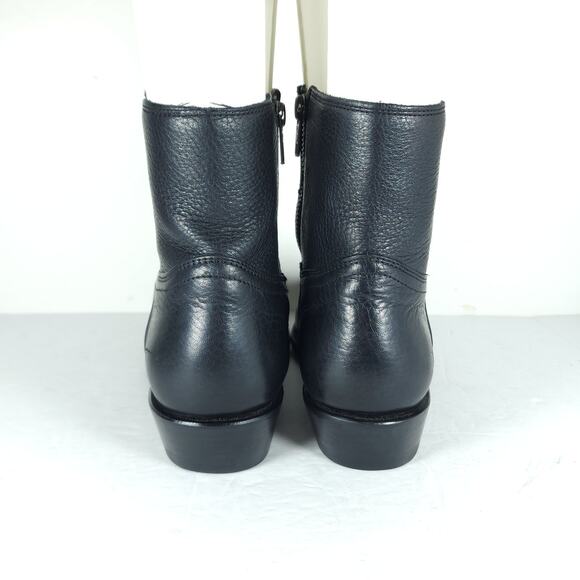 Frye Women's Ray Seam US8B Black Leather InSide Zip Ankle Booties Boots - Picture 9 of 16